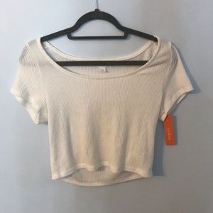 White ribbed crop top